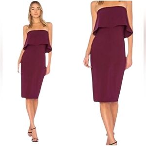 LIKELI Elegant Strapless Borgonia  Dress
